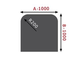 Obrázek 1 produktu Sklo pod kamna - Oblouk 1000x1000 mm / 2xR200 / 6 mm