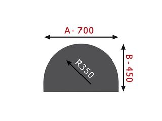 Obrázek 1 produktu Sklo pod kamna - Oblouk 700x450 mm / R350 / 6 mm