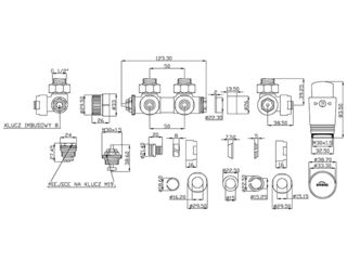 Obrázek 1 produktu Připojení středové Invena 1/2", M30, rohové, termostatické, bílé