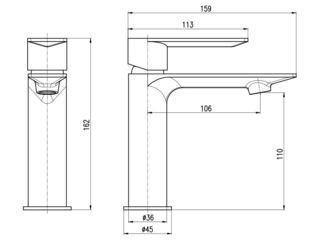 Obrázek 1 produktu Baterie umyvadlová Nil, v. 162 mm, chrom