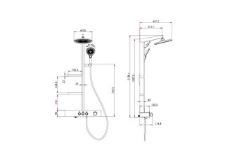 Obrázek 1 produktu Sprchový systém Nil 150, s baterií a policí, metal grey