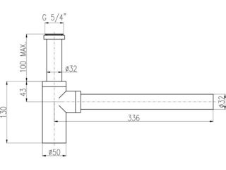 Obrázek 1 produktu Sifon umyvadlový 5/4" designový, kov, Metal Grey, lesklý