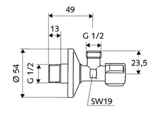 Obrázek 1 produktu Ventil rohový SCHELL Comfort 1/2" x 1/2", chrom