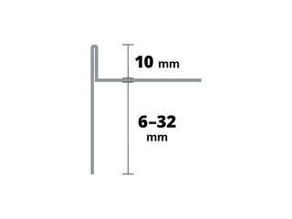 Obrázek 2 produktu Lišta spádová, pravá, nerez V2A kartáč, v: 10mm, v2: 6-32mm, d: 1,5m
