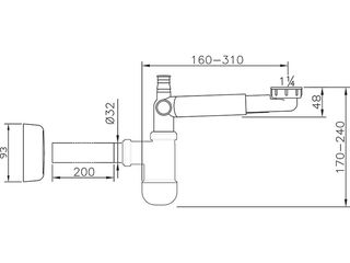 Obrázek 1 produktu Sifon umyvadlový 5/4" ? 32 mm, nábytkový, plast