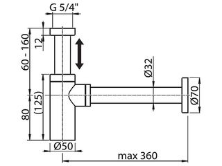 Obrázek 3 produktu Sifon umyvadlový 5/4" ? 32 mm, designový, kov/chrom