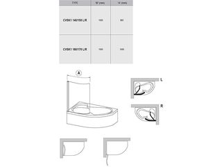 Obrázek 1 produktu Zástěna vanová CVSK1 Rosa 140/150 L bílá+Transparent