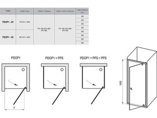 Obrázek 2 produktu Dveře sprchové PDOP1-90 černá+Transparent