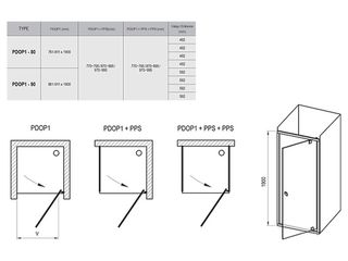 Obrázek 2 produktu Dveře sprchové PDOP1-90 satin+Transparent