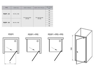 Obrázek 2 produktu Dveře sprchové PDOP1-80 bright alu+Transparent