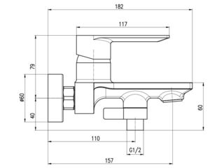 Obrázek 1 produktu Baterie vanová Nil 150, chrom