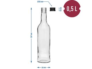 Obrázek 4 produktu Láhev kulatá, hladká + zátka, 500 ml, 6 ks