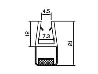 Obrázek 1 produktu Profil těsnící magnetický 90°, na sklo 4-6mm, silikonový, 2 m