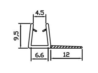 Obrázek 1 produktu Profil těsnící svislý, na sklo 4-6 mm, 2 m, silikonový, set 2 ks