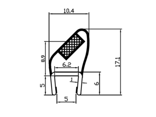 Obrázek 1 produktu Profil těsnící magnetický 45° na sklo 6mm, 2 m, silikonový, set 2 ks