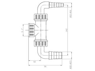 Obrázek 1 produktu Kolínko dvojité T přípojka, klapky, 1x kolínko 10-16, 2x 18-23mm, matice G1", bílé