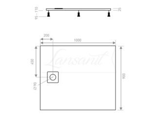 Obrázek 1 produktu Vanička sprchová obdélníková LUX 900x1000 mm, bez nožiček