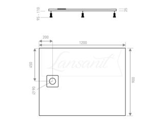 Obrázek 1 produktu Vanička sprchová obdélníková LUX 900x1200 mm, bez nožiček