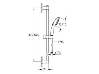 Obrázek 1 produktu Set sprchový Vitalio Start 110, 3 proudy, 60 cm, hadice 175 cm, chrom