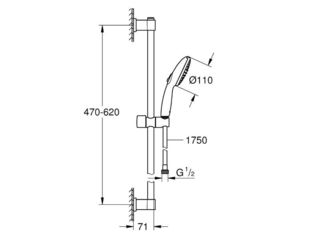 Obrázek 1 produktu Set sprchový Vitalio Start 110, 2 proudy, 60 cm, hadice 175 cm, černá mat