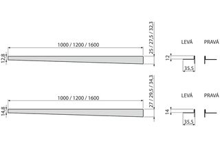 Obrázek 1 produktu Lišta pro spádované podlahy 120 cm, nerezová - levá, tloušťka 12 mm