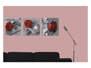 Obrázek 1 produktu Obraz sada 3 kusy, tisk na papír lepený na MDF desku, 30x90 cm, Růže