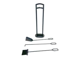 Obrázek 1 produktu Nářadí krbové 3dílné, stojan + 3 druhy nářadí, černé/kov, 70cm