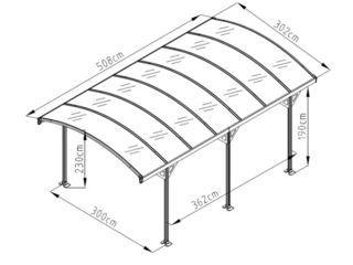 Obrázek 5 produktu Přístřešek hliníkový na auto ALLEN C - 508x302x230 cm