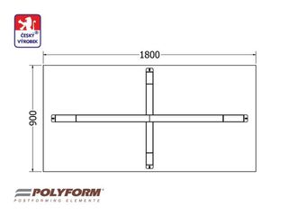 Obrázek 3 produktu Stůl Ježek 180 – cement, 50 x 900 x 1800 mm, včetně podnože