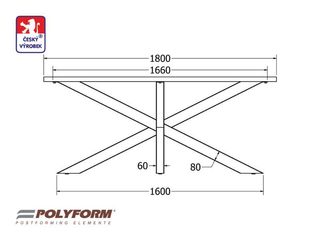 Obrázek 4 produktu Stůl Ježek 180 – cement, 50 x 900 x 1800 mm, včetně podnože