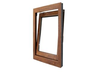 Obrázek 1 produktu Okno plastové BRAVO bílé/zlatý dub, OS1 90x120 L, 2sklo, 4kom/60mm (vč. kliky)