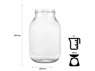 Obrázek 2 produktu Sklenice s víčkem + kleště 3 l, pr. 100