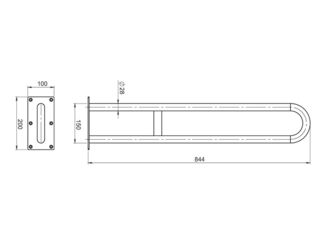 Obrázek 1 produktu Madlo dvojité 844mm, pevné, kartáčovaná nerez