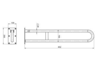 Obrázek 1 produktu Úchyt dvojitý 852mm, sklopný, kartáčovaná nerez