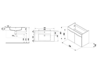 Obrázek 1 produktu Skříňka s umyvadlem 80 JIKA Cube 800x430 mm, 2 dvířka, antracit mat