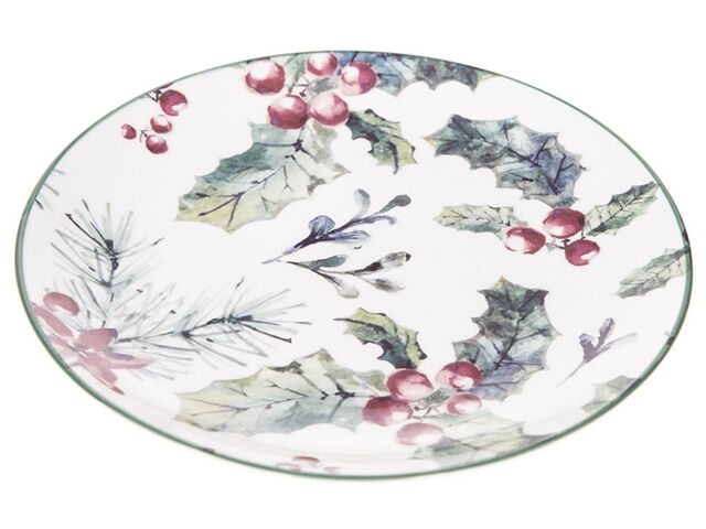 Obrázek produktu Talíř porcelánový, bílo-zelený s cesmínou, 6/36