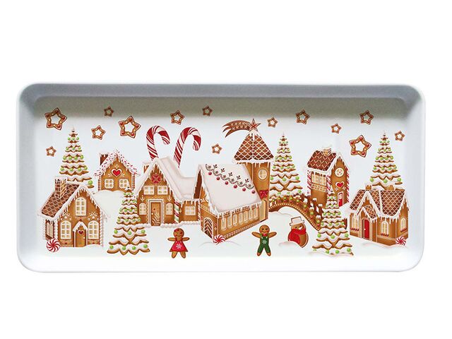 Obrázek produktu Podnos servírovací, perníková vesnička 35x16,5x2,3 cm