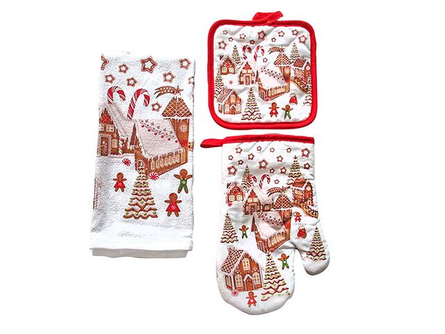 Obrázek produktu Set kuchyň-podl,chňap,utěr- perník.vesnička