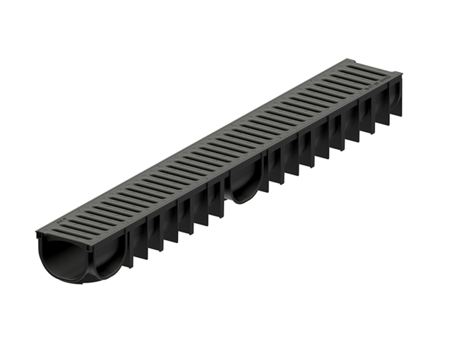 Obrázek produktu Žlab plastový ACO Easyline H90 100cm s plastovým můstkovým roštem, černý