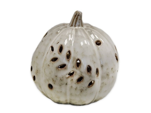 Obrázek produktu Dekorace porcelánová LED svítící dýně pr.11,5cm béžová s patinou