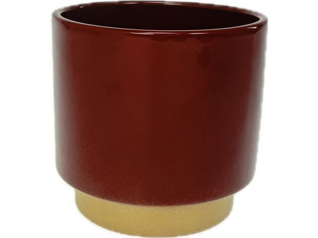 Obrázek produktu Obal keramický válec na noze pr.13cm, v.12,5cm, BICOLOR bordó-zlatý