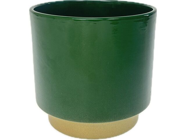 Obrázek produktu Obal keramický válec na noze pr.13cm, v.12,5cm, BICOLOR zeleno-zlatý
