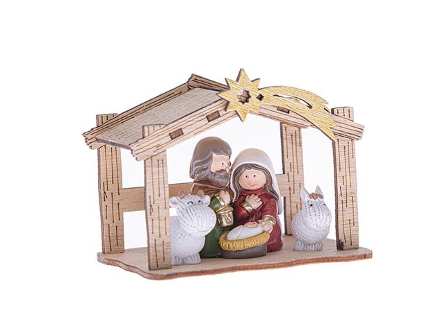 Obrázek produktu Betlém polyresin s dřevěným domkem SMM24004 7,2x9,5x6cm