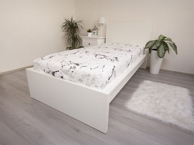 Obrázek produktu Prostěradlo mikroflanel Mramor bílý 90x200 cm