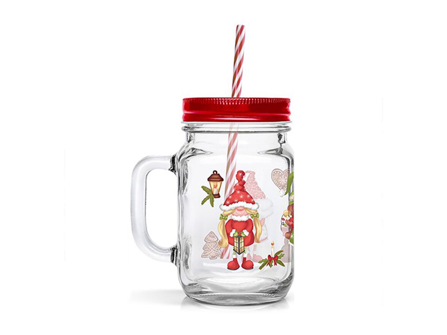 SKLENICE MASON S VÍČKEM A BRČKEM 450ML ELFÍCI