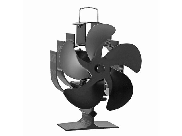 Obrázek produktu Ventilátor na kamna FLAMINGO pětilopatkový, automaticky otočný, černý