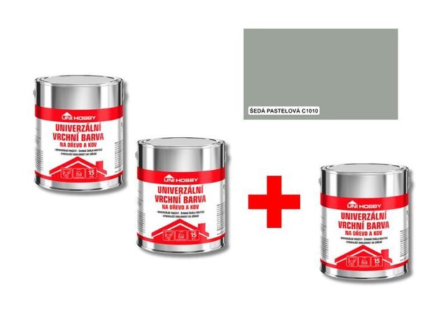 Obrázek produktu SET barva univ. 2,5l šedá pastelová 2 + 1 zdarma