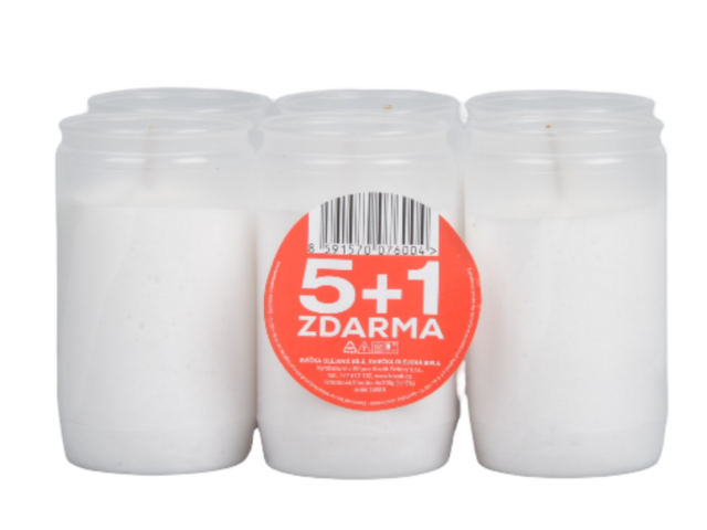 Obrázek produktu Svíčka hřbitovní olejová, vklad 100g, bílá, 5+1ks