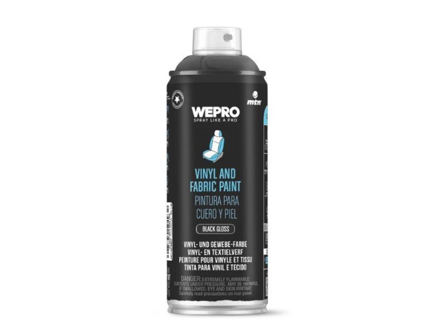 Barva na vinyl a textil, černá lesklá, 400 ml, MTN WEPRO