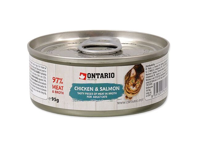 Obrázek produktu Konzerva Ontario kuřecí kousky a losos 95g